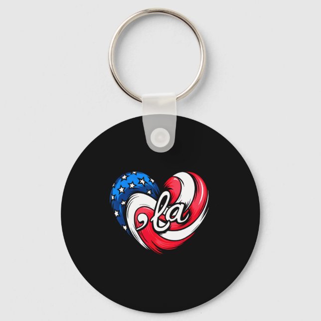 Llavero Kamala Harris 2024 American Flag Heart Comma La Pa (Anverso)