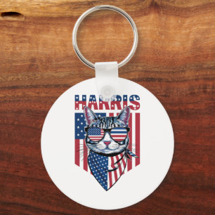 Llavero Kamala Harris para Presidente 2024 Gato Divertido 