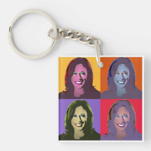 Llavero Kamala Harris Pop Art (amarillo, Naranja, morado, 