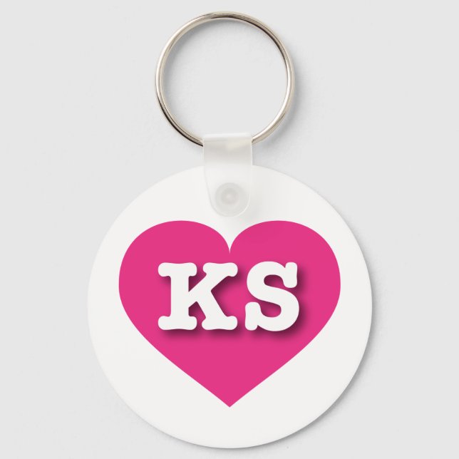 Llavero Kansas Hot Pink Heart - Amo a KS (Anverso)