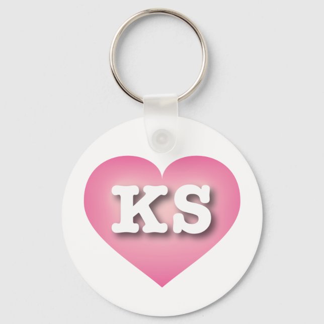 Llavero Kansas Pink Fade Heart - Amo el KS (Anverso)