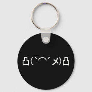 Llavero Kaomoji japonés con emoticono enojado