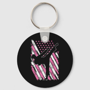 Llavero Karate Chica Bandera Estadounidense Artes Marciale