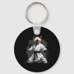 Llavero Karate De Gato Mma Siamés Para Hombres Mujeres Chi