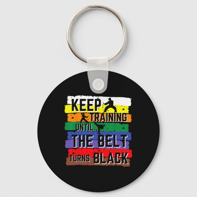 Llavero Karate Gifts Keep Training Until The Belt Turns Bl (Anverso)
