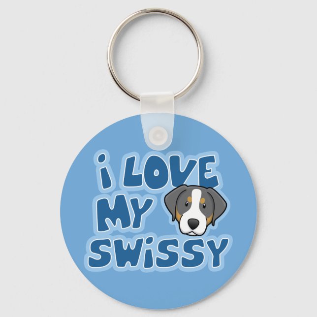 Llavero Kawaii Amo Mi Swissy (Anverso)