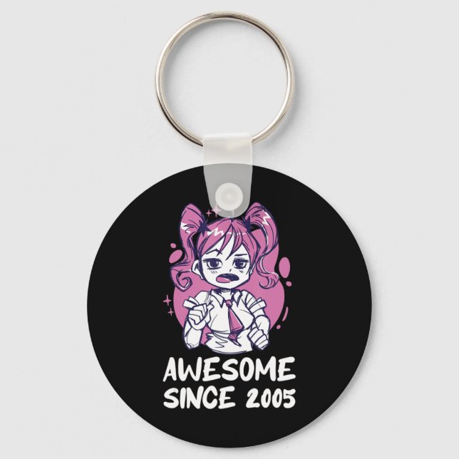 Llavero Kawaii Anime Merch, Chica de cumpleaños de edad (Anverso)