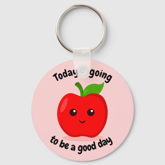 Llavero Kawaii Apple con motivación positiva (Anverso)