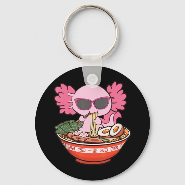 Llavero Kawaii Axolotl comiendo fideos de Ramen Chicas de  (Anverso)