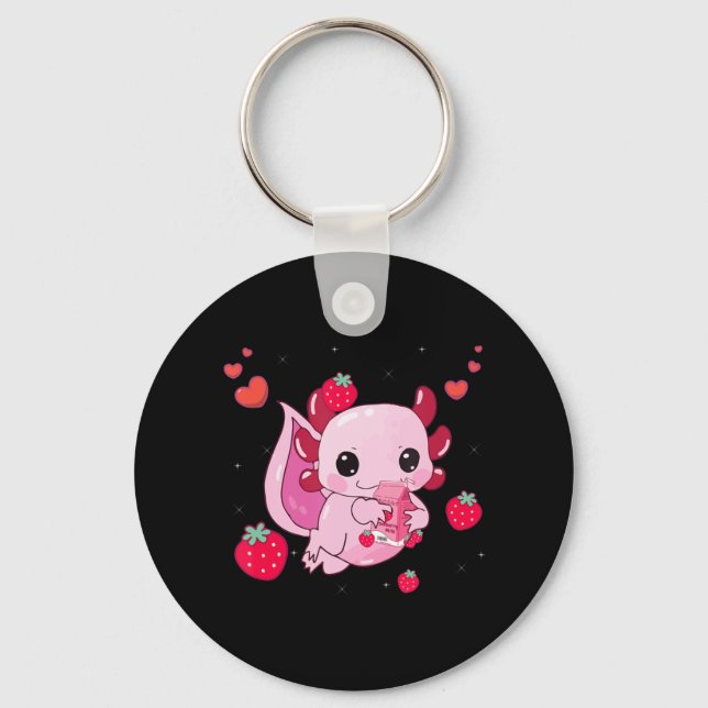 Llavero Kawaii Axolotl Fresa batir batir el regalo de Anim (Anverso)
