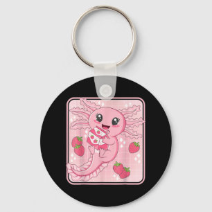 Llavero Kawaii Axolotl rosa anime de fresa japonesa