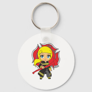 Llavero Kawaii Blonde Chica de bomberos