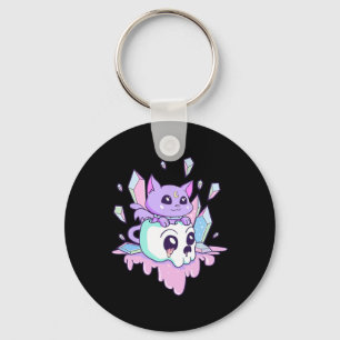Llavero Kawaii Brujería gato dulce Gótico pastel sartén de