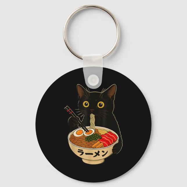 Llavero Kawaii Cat Eating Ramen Noodles Funny Anime Gift G (Anverso)