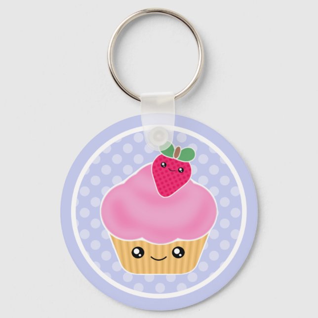 Llavero Kawaii Cupcake Strawberry Keychain (Anverso)