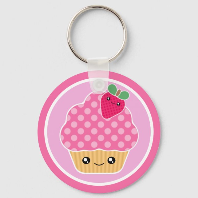 Llavero Kawaii Cupcake Strawberry Keychain (Anverso)