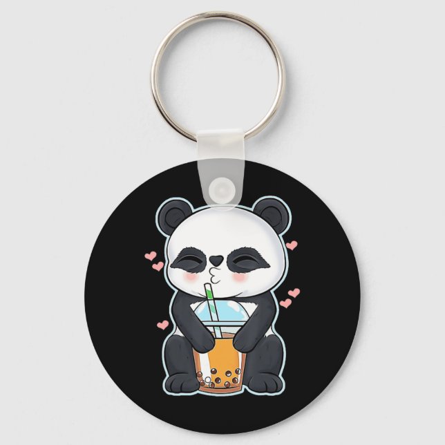 Llavero Kawaii Cute Anime Panda Boba Bubble Tea Otaku Homb (Anverso)