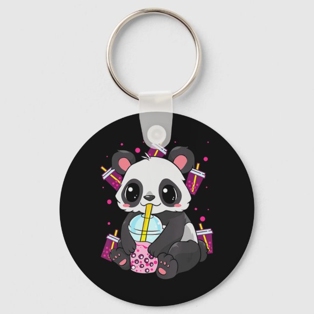 Llavero Kawaii Cute Anime Panda Boba Bubble Tea Otaku Homb (Anverso)
