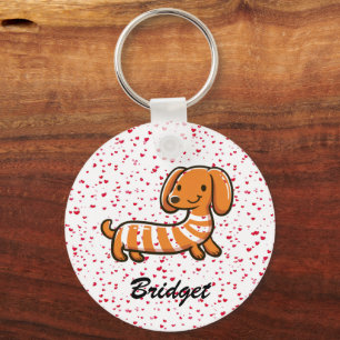 Llavero Kawaii Dachshund Personalizado de Doble Cara