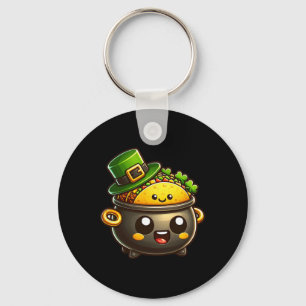 Llavero Kawaii Día de San Patricio Olla de Tacos Irlandés 