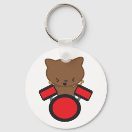 Llavero Kawaii Drummer Cat Keychain