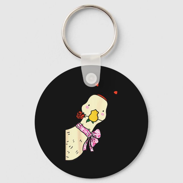 Llavero Kawaii Duck Rose Heart Bow Valentine Day Cute Anim (Anverso)