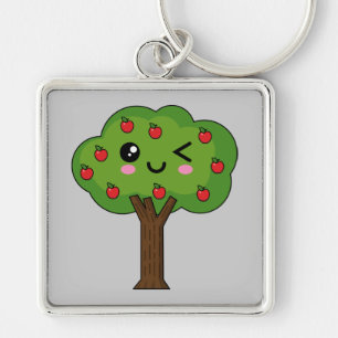 Llavero Kawaii feliz árbol de manzanas