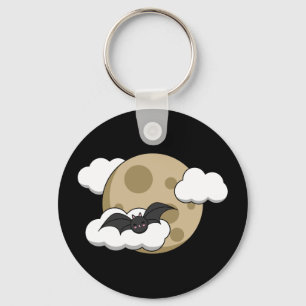 Llavero Kawaii Feliz Bat volando a plena Luna