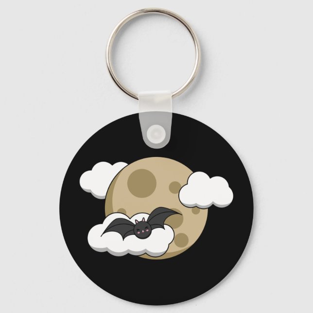 Llavero Kawaii Feliz Bat volando a plena Luna (Anverso)