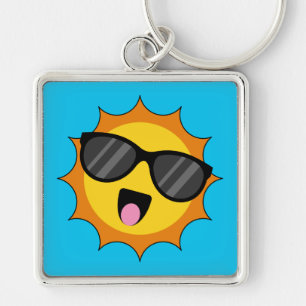Llavero Kawaii Happy Sun con gafas de sol