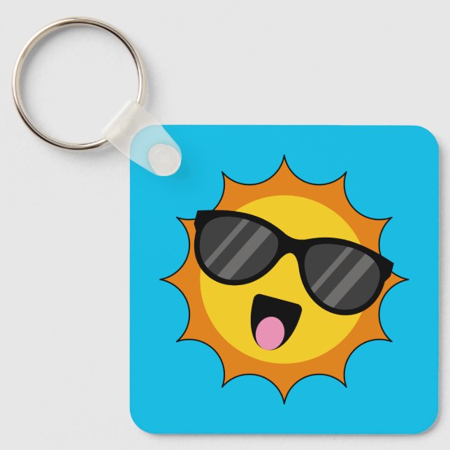 Llavero Kawaii Happy Sun con gafas de sol (Anverso)