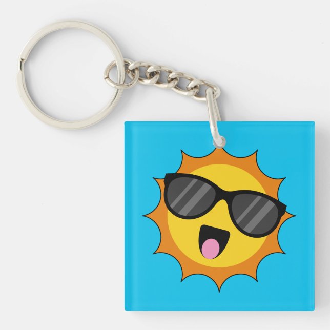 Llavero Kawaii Happy Sun con gafas de sol (Frente)