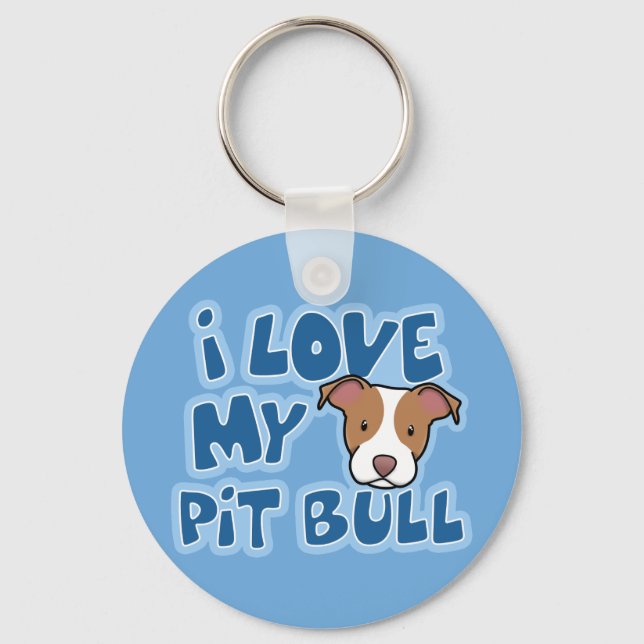 Llavero Kawaii I Love My Pit Bull (Anverso)