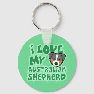 Llavero Kawaii I Love My Tri Color Australian Shepherd