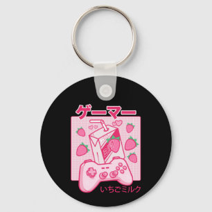 Llavero Kawaii Japonés Strawberry Milk Keychain Funny・