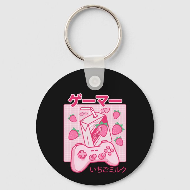 Llavero Kawaii Japonés Strawberry Milk Keychain Funny・ (Reverso )