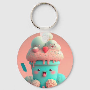 Llavero Kawaii lindo bloc de notas sobre helados