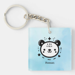 Llavero Kawaii lindo rostro de oso - Línea de arte Minimal