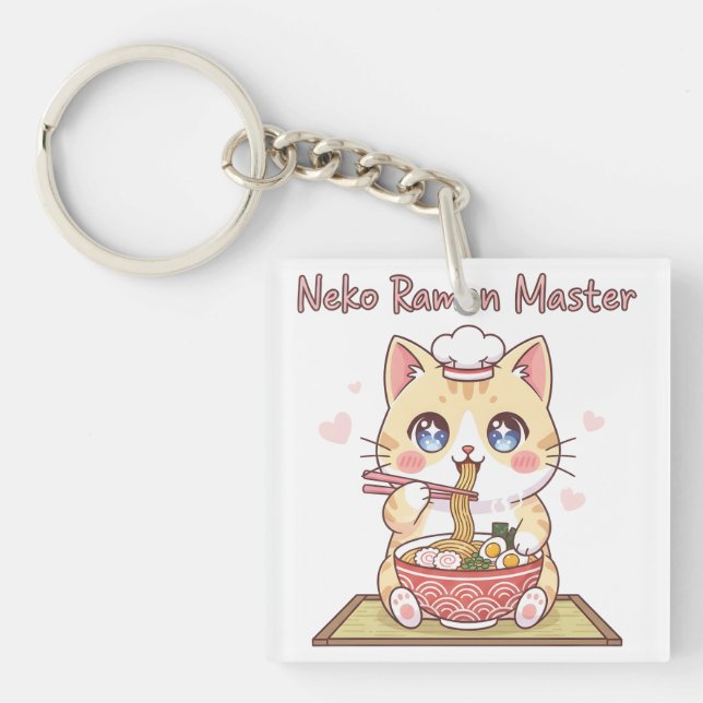 Llavero Kawaii Neko Ramen Master Cute Cat Food Chef (Frente)
