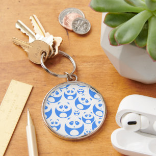 Llavero Kawaii Panda Baby Blue and White Pattern