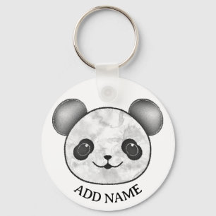 Llavero Kawaii Panda Dibujando En Blanco Y Negro