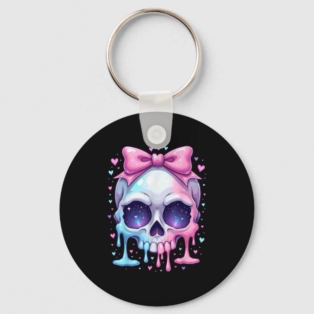 Llavero Kawaii Pastel Goth Creepy Bowtie Girl Skull Hallow (Anverso)
