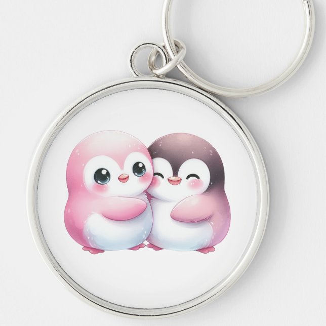 Llavero Kawaii Penguin Hug Keychain (Frente)