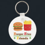 Llavero Kawaii Personalizado Burger Fries Amigos BFF<br><div class="desc">¿Qué significa el acrónimo BFF? ¿Los mejores amigos para siempre? No, es para Burger Fries Friends! Dale a tu BFF este colorido, lindo y feliz personalizado de la hamburguesa cogiendo la mano con el diseño de patatas fritas para hacerle saber que es divertido tener su amistad! ¡Esto seguramente pondrá una...</div>