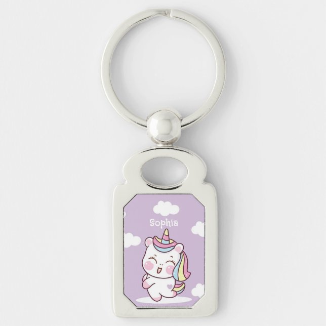 Llavero Kawaii Personalizado Y Whimsical Unicorn (Anverso)