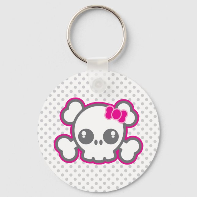 Llavero Kawaii Pink Ribbon Skull (Anverso)