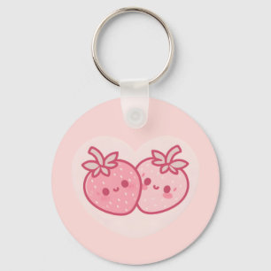 Llavero Kawaii Pink Valentines Strawberries