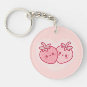 Llavero Kawaii Pink Valentines Strawberries
