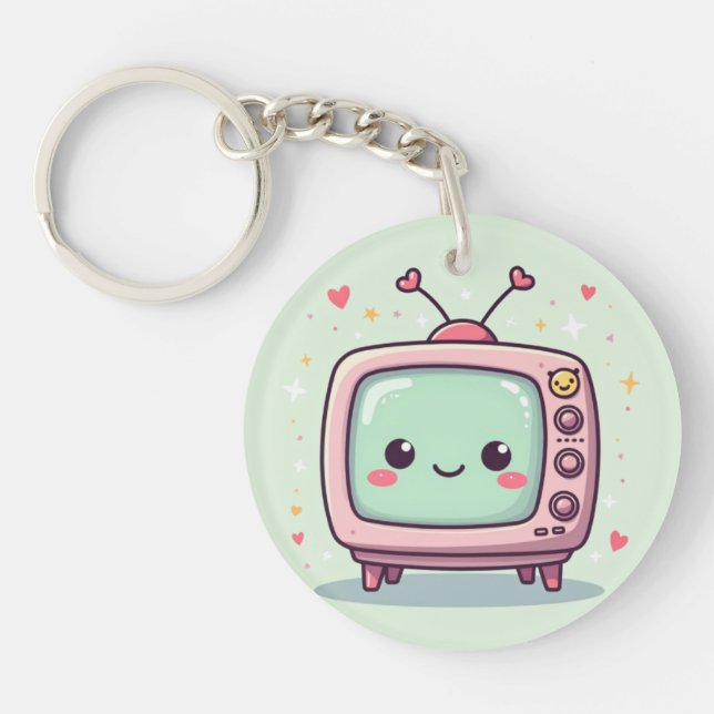 Llavero Kawaii Retro TV – Lindo (Frente)
