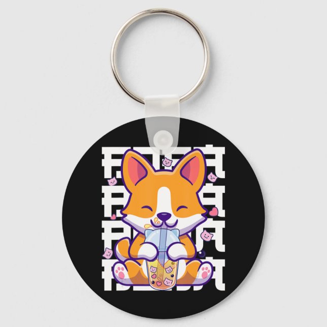Llavero Kawaii Shiba Inu Bubble Tea Boba Regalos animales  (Anverso)